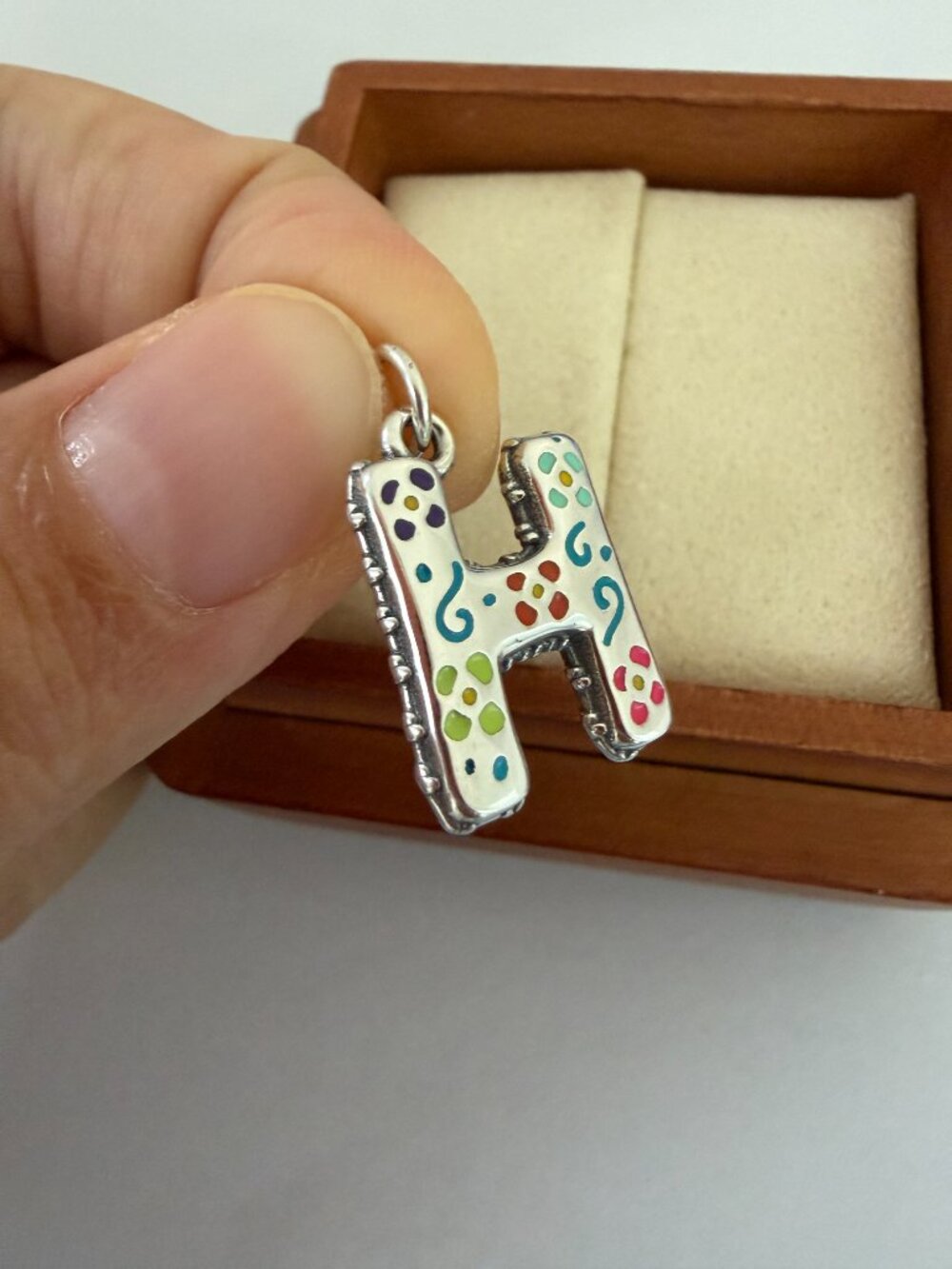 James Avery Enamel Consuela Floral Initial H Charm